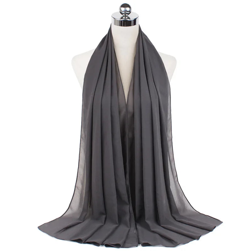 2023 New Elegant Modest Women Bubble Chiffon Solid Oversizes Muslim Head Scarf Ladies Shawl and Wrap Female Foulard Hijab Stoles
