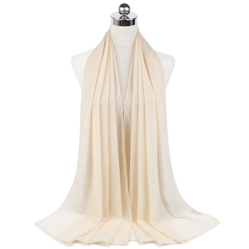 2023 New Elegant Modest Women Bubble Chiffon Solid Oversizes Muslim Head Scarf Ladies Shawl and Wrap Female Foulard Hijab Stoles