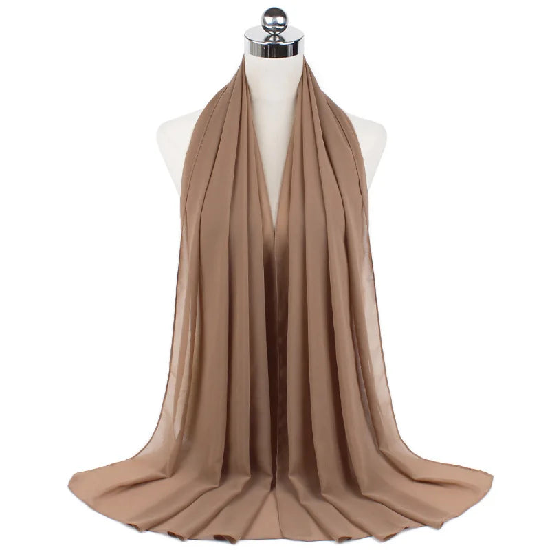2023 New Elegant Modest Women Bubble Chiffon Solid Oversizes Muslim Head Scarf Ladies Shawl and Wrap Female Foulard Hijab Stoles