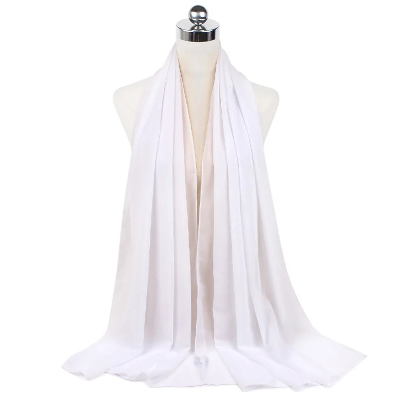 2023 New Elegant Modest Women Bubble Chiffon Solid Oversizes Muslim Head Scarf Ladies Shawl and Wrap Female Foulard Hijab Stoles