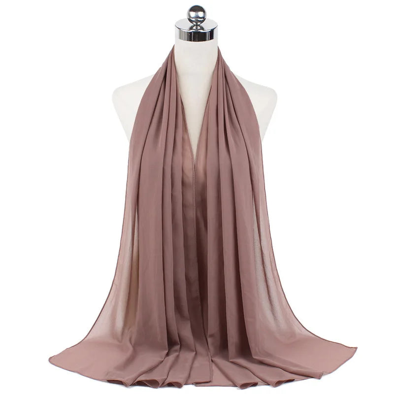 2023 New Elegant Modest Women Bubble Chiffon Solid Oversizes Muslim Head Scarf Ladies Shawl and Wrap Female Foulard Hijab Stoles