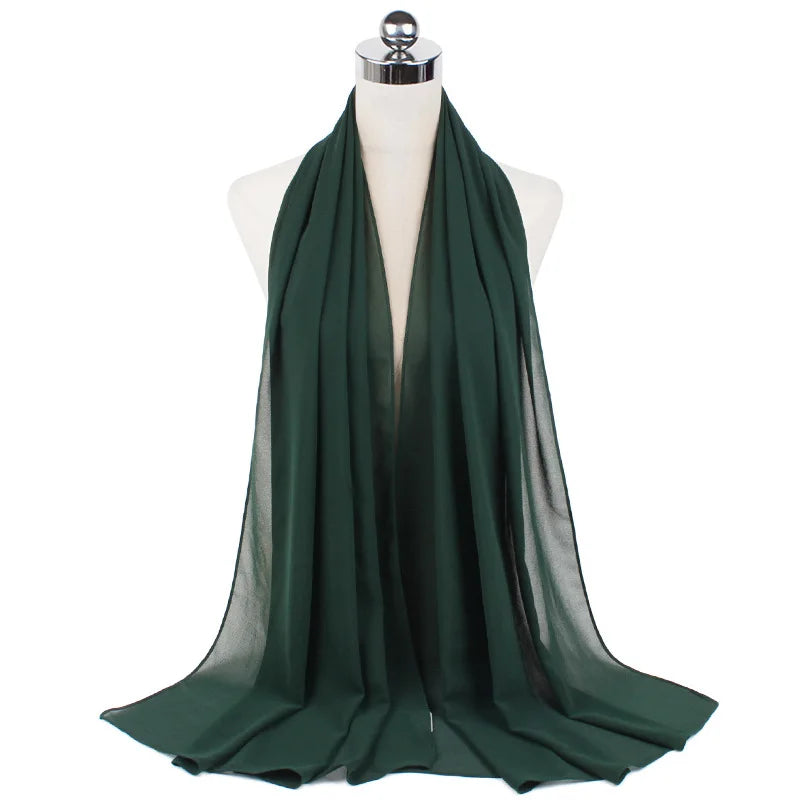 2023 New Elegant Modest Women Bubble Chiffon Solid Oversizes Muslim Head Scarf Ladies Shawl and Wrap Female Foulard Hijab Stoles