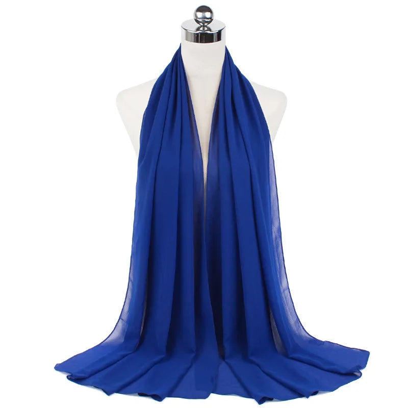2023 New Elegant Modest Women Bubble Chiffon Solid Oversizes Muslim Head Scarf Ladies Shawl and Wrap Female Foulard Hijab Stoles