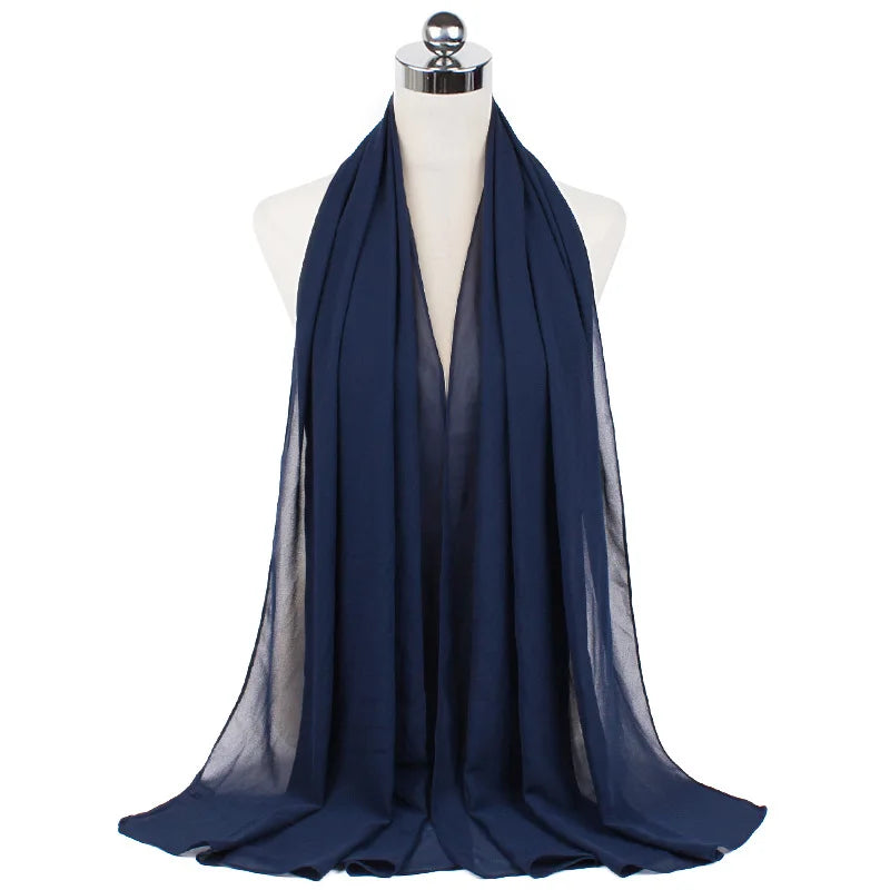 2023 New Elegant Modest Women Bubble Chiffon Solid Oversizes Muslim Head Scarf Ladies Shawl and Wrap Female Foulard Hijab Stoles