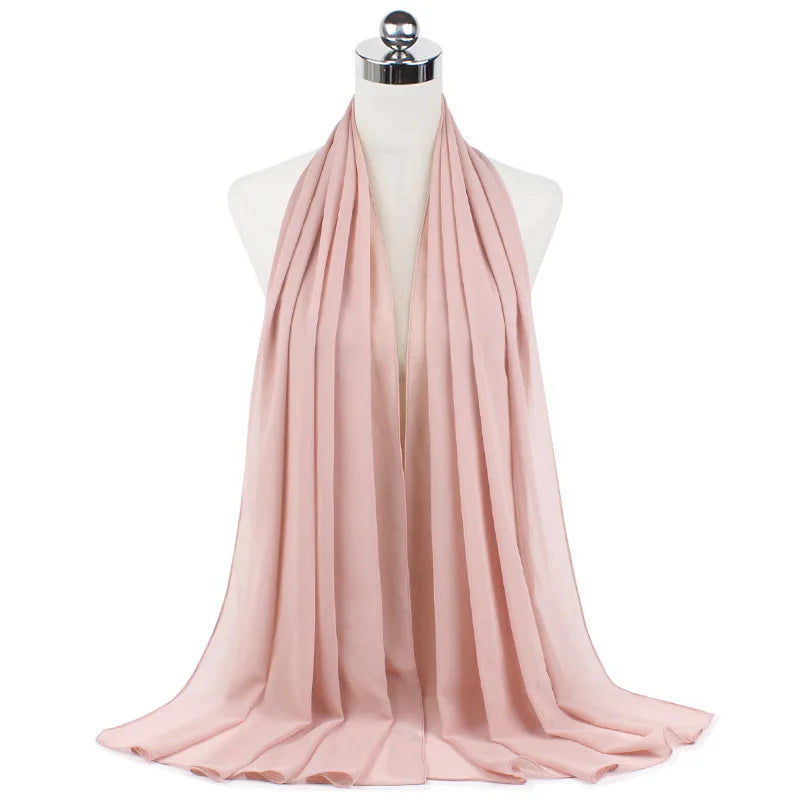 2023 New Elegant Modest Women Bubble Chiffon Solid Oversizes Muslim Head Scarf Ladies Shawl and Wrap Female Foulard Hijab Stoles