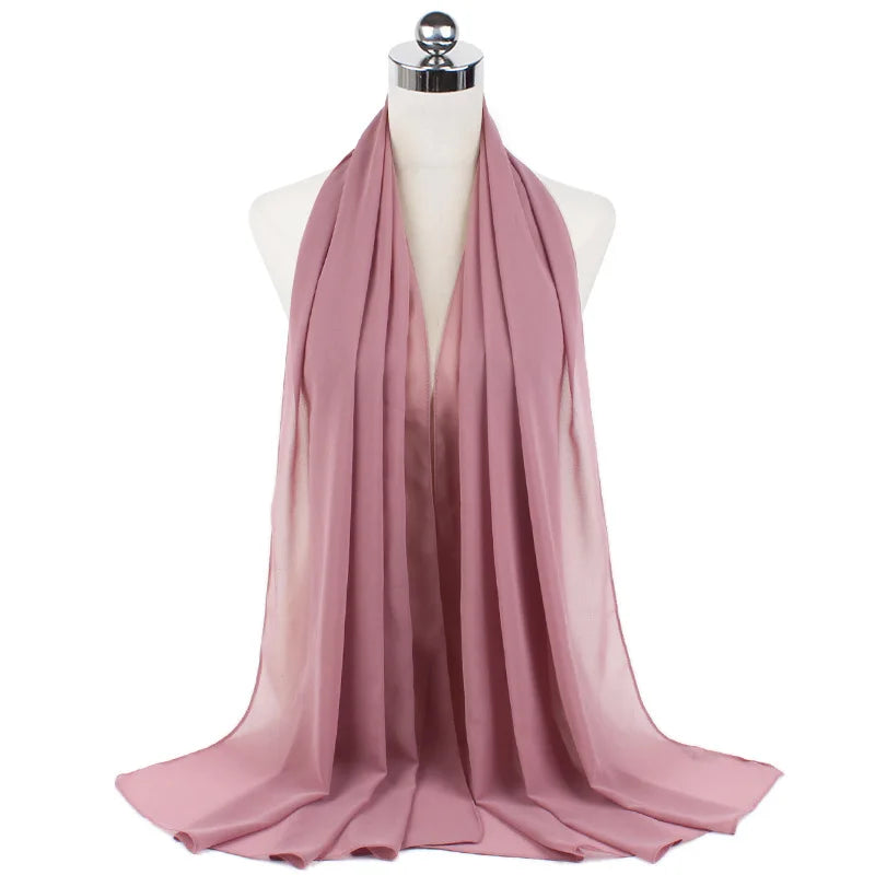 2023 New Elegant Modest Women Bubble Chiffon Solid Oversizes Muslim Head Scarf Ladies Shawl and Wrap Female Foulard Hijab Stoles