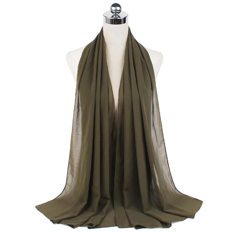 2023 New Elegant Modest Women Bubble Chiffon Solid Oversizes Muslim Head Scarf Ladies Shawl and Wrap Female Foulard Hijab Stoles