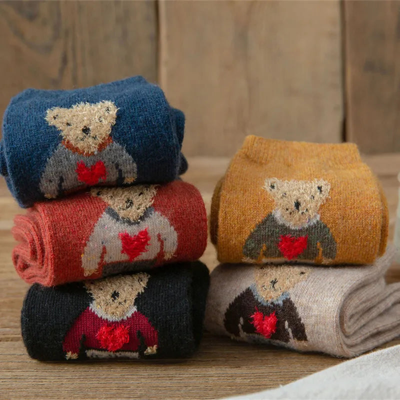 5 Pairs Bear Wool Socks