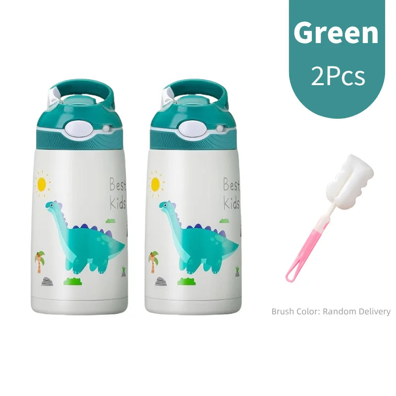 400ML Kids Water Bottle Cartoon Animal Thermos Mug Baby Duck Billed Straw 316 Stainless Steel Vacuum Flasks Thermos Bottle
