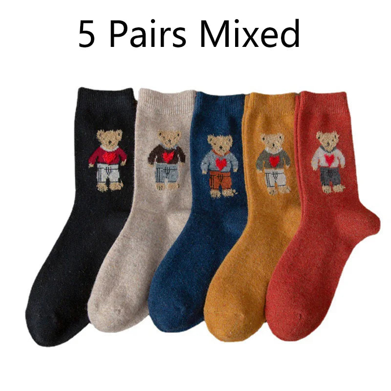 5 Pairs Bear Wool Socks