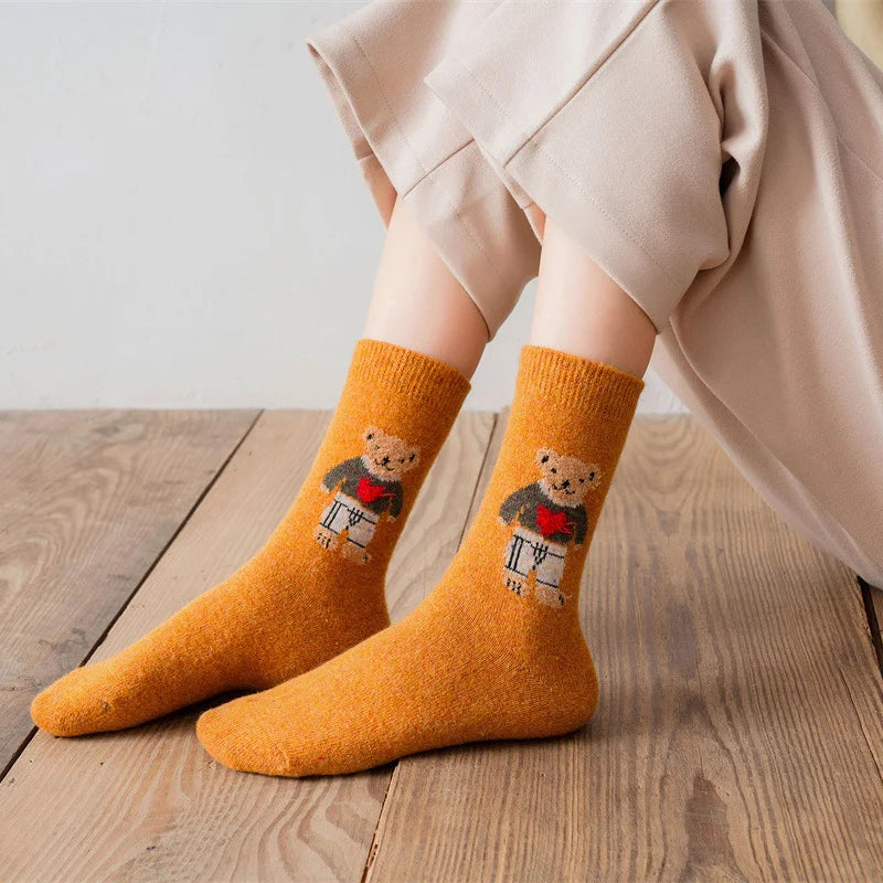 5 Pairs Bear Wool Socks
