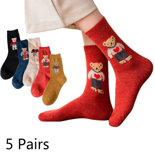 5 Pairs Bear Wool Socks