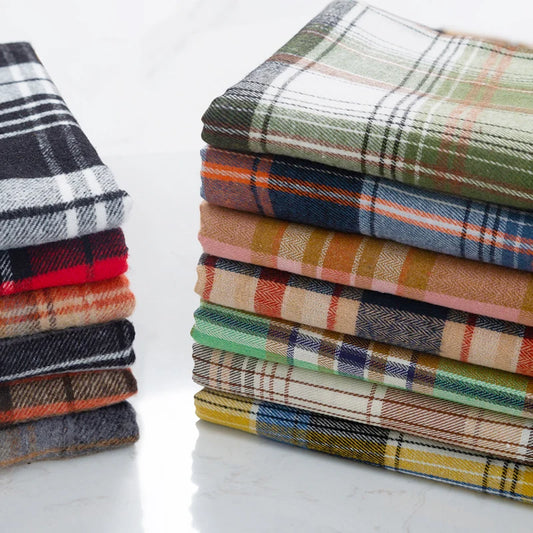 Brushed Plaid Shirt Thickened Fabric Autumn Winter Uniform Skirt Coat Scarf Hat Suit Diy Sewing Cloth Fashion Wholesale by Meter