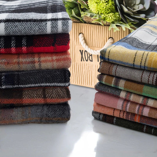 Brushed Plaid Shirt Thickened Fabric Autumn Winter Uniform Skirt Coat Scarf Hat Suit Diy Sewing Cloth Fashion Wholesale by Meter